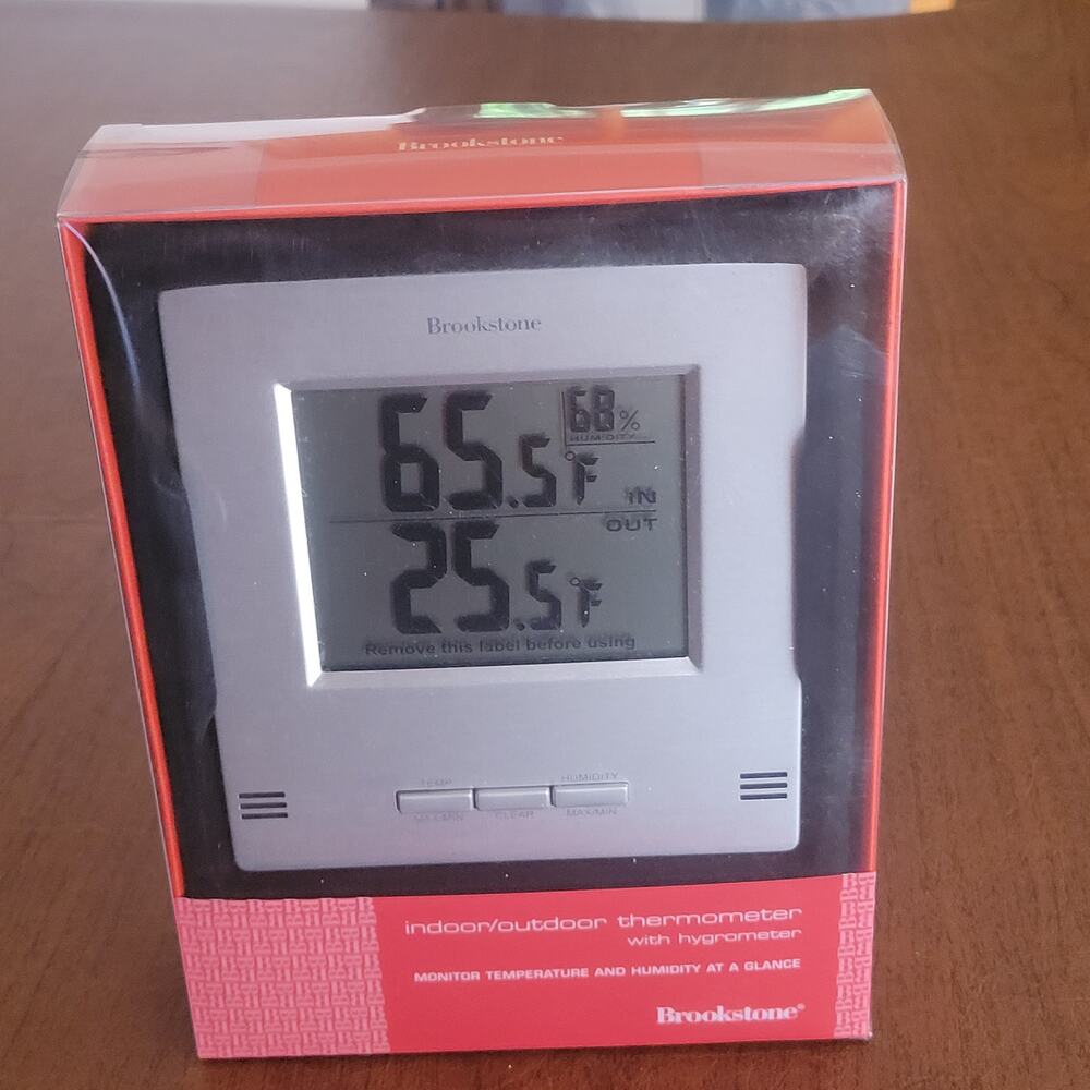 Vintage Brookstone Indoor/Outdoor Digital Thermometer with Hygrometer New In Box